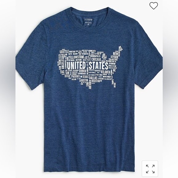 Men’s J.Crew Factory USA Map Graphic Tee NWT - Picture 1 of 3